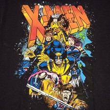 X-Men Shirt Mens MEDIUM M BLACK WOLVERINE Marvel Comic BOOK ART Retro LOGO NWT