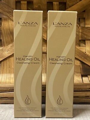 2x LANZA Keratin Healing Oil Cleansing Cream Clean Silky Smooth Hair 3.4 oz NIB