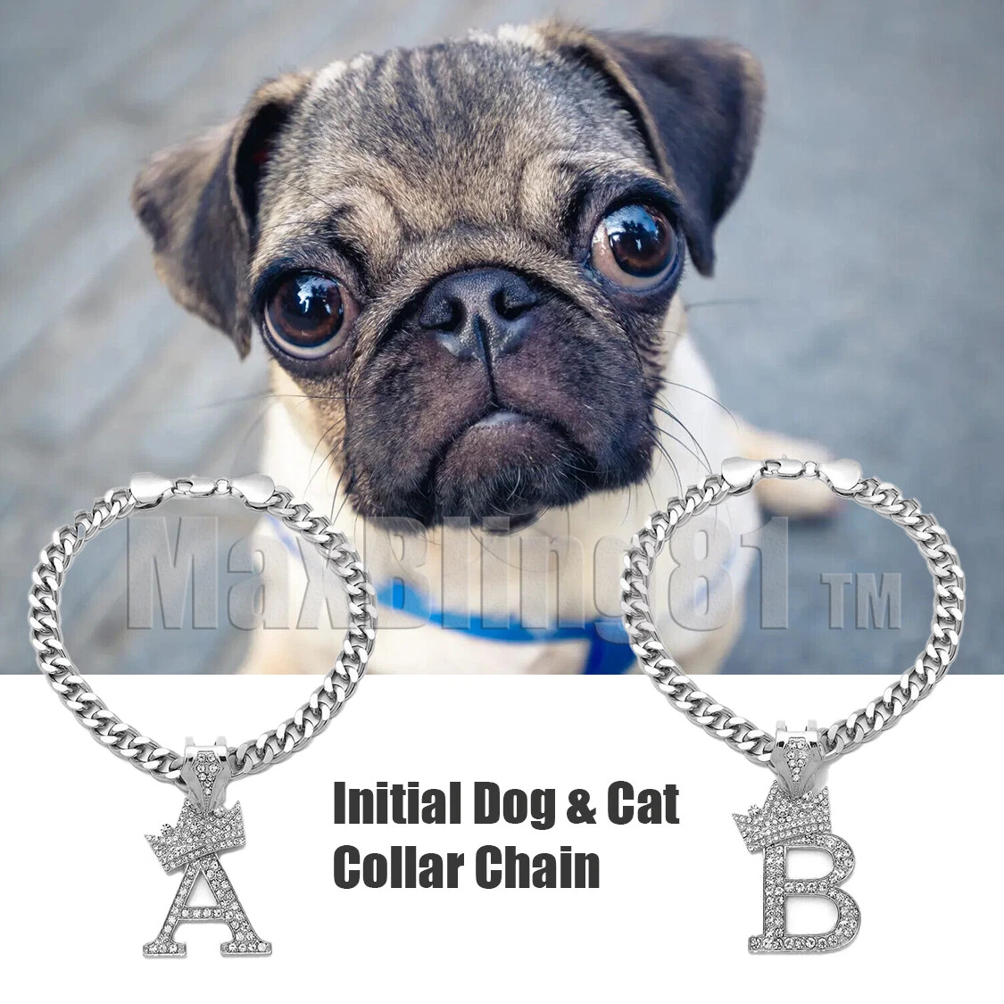 Initial Letter Charm Cuban Dog Cat Pet Puppy Silver Plated Collar Chain Necklace
Opens in a new wind