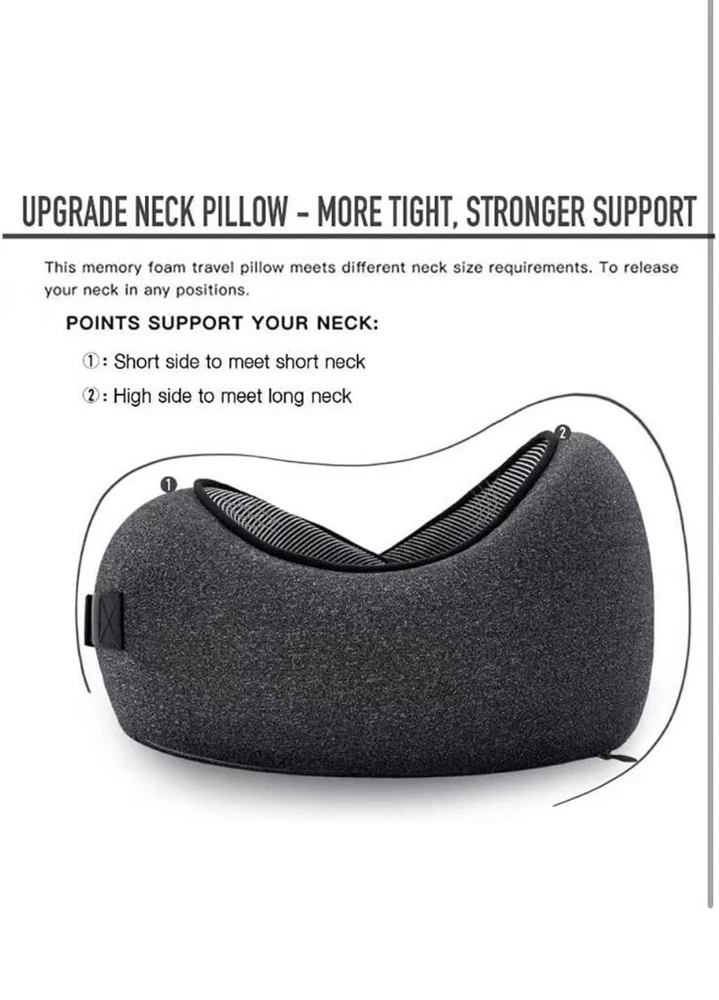 MLVOC Memory Foam Travel Neck Pillow Comfortable Breathable Support for Airplane Car Camping