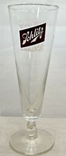 SCHLITZ Frosted Design Beer Footed Tall Round Clear Glass Vintage Bar Man Cave