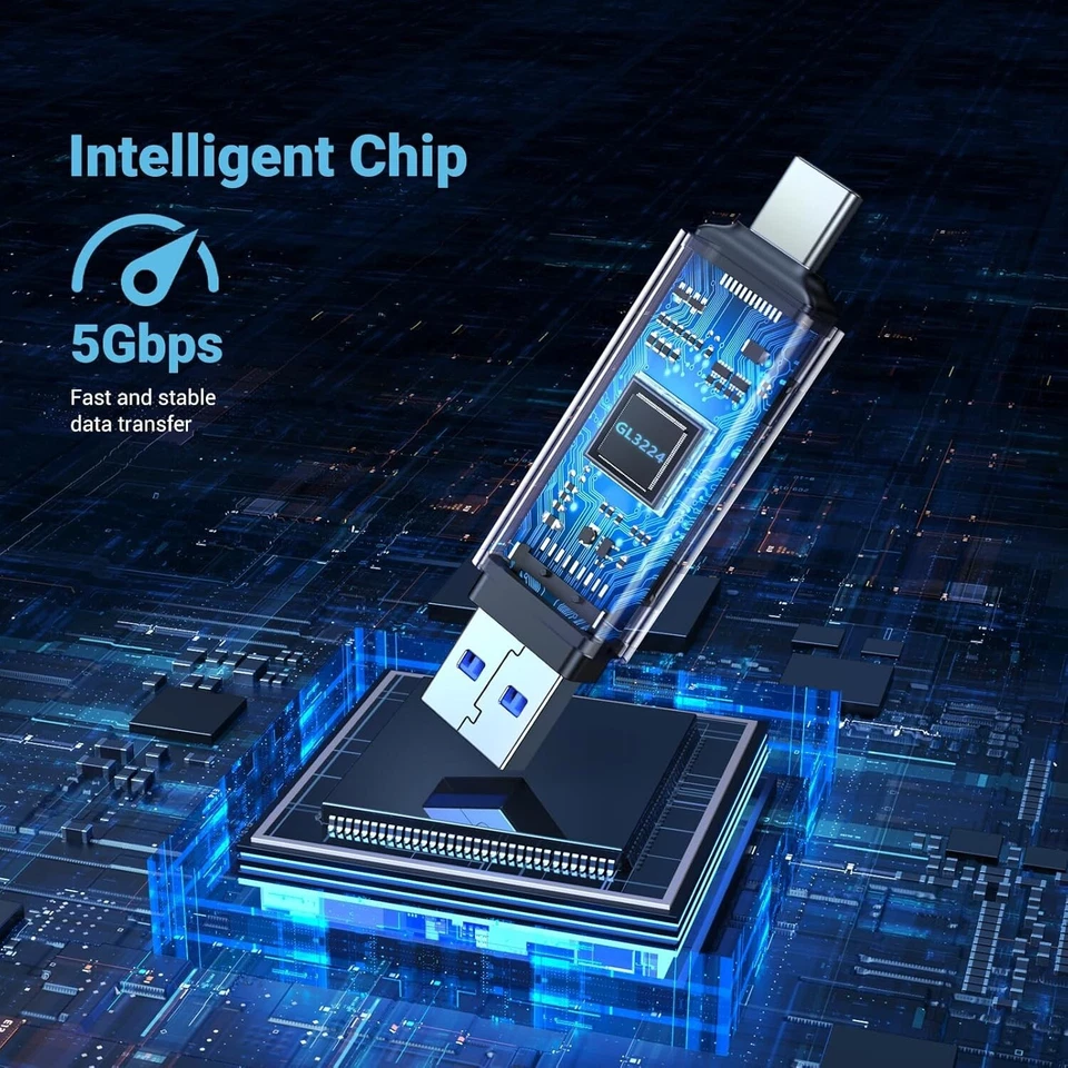 USB KartenLeser Speicher USB-C Micro SD Card Reader  OTG Adapter Android iPhone - Bild 4 von 4