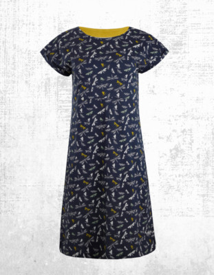 Ex Weird Fish Women s SS Florida Organic Cotton Jersey Dress in Navy