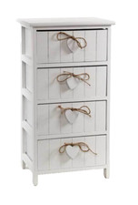 CASSETTIERA SLIM SALVASPAZIO COMODINO LEGNO CUORE PENDENTE 4 CASSETTI 73*40*29cm