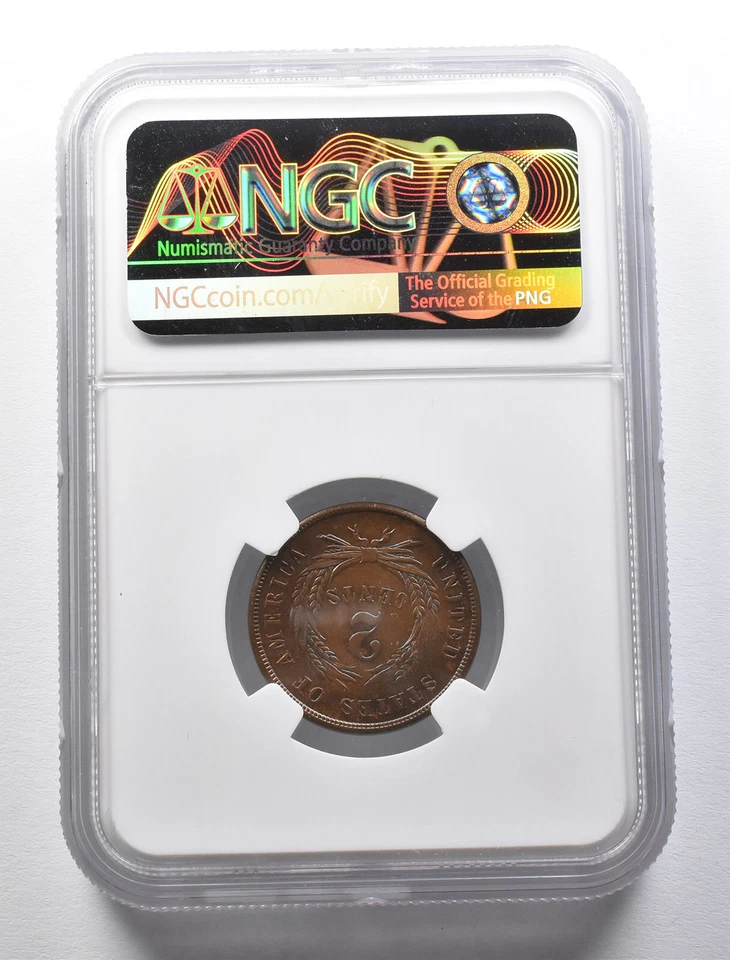 MS65 BN 1864 Large Motto Two Cent Piece NGC *5682 - Image 2 of 3