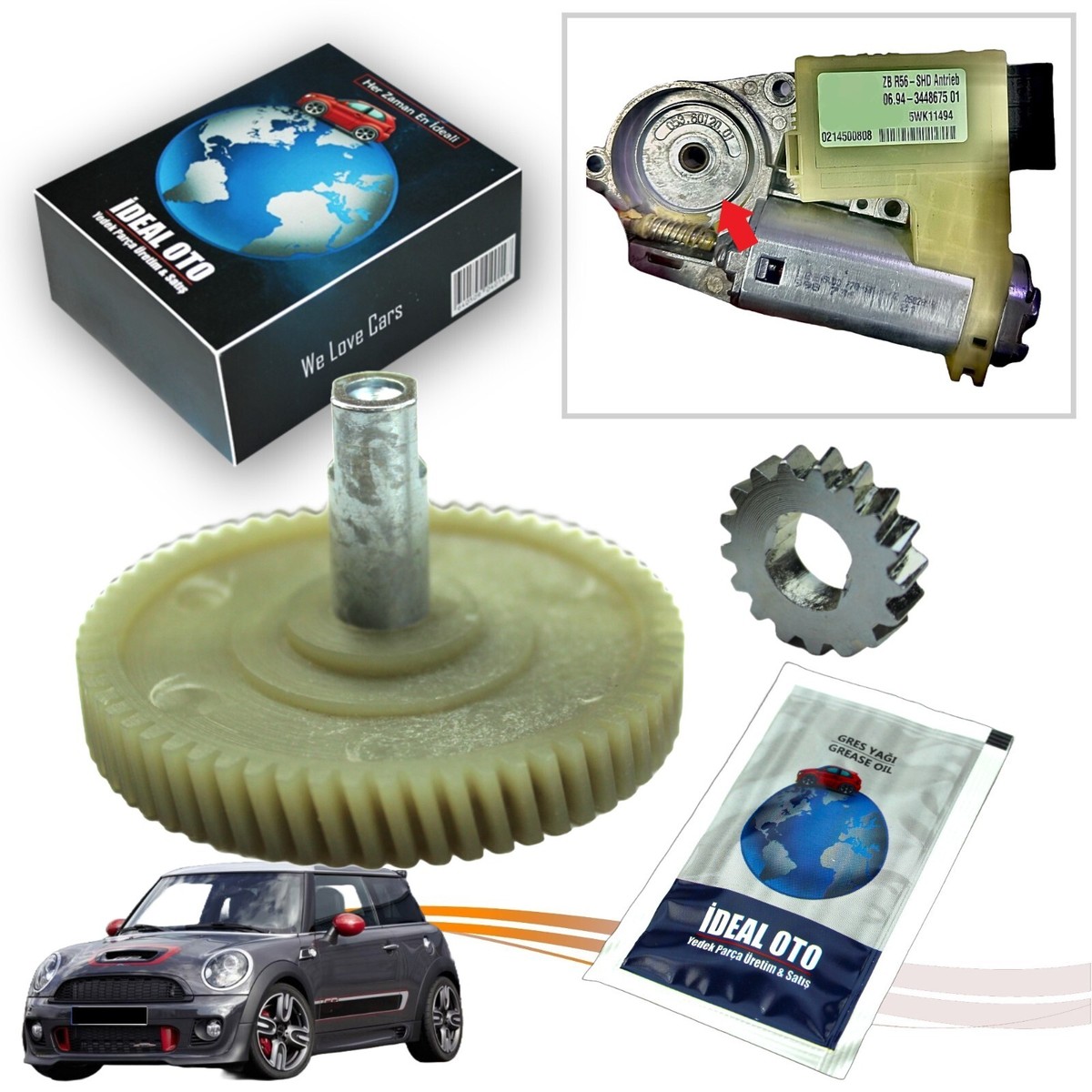 Sunroof Motor Gears (Steel) & Oil For Mini Cooper R56 2006-2016