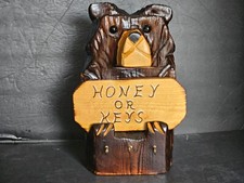 Carved Wood Bear Key Holder