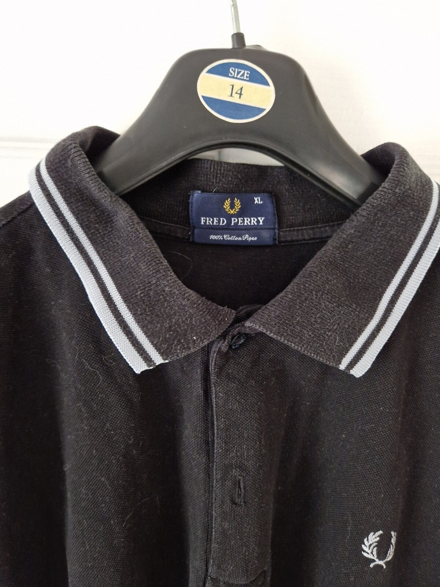 Mens Vintage Fred Perry Twin Tipped Polo Shirt Black XL | eBay