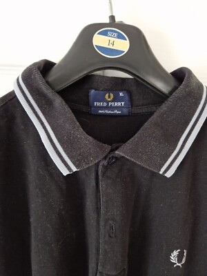 Mens Vintage Fred Perry Twin Tipped Polo Shirt Black XL | eBay