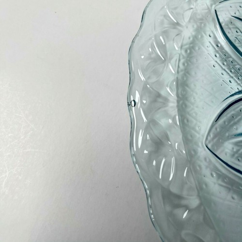Princess House Crystal Blue Serving Plate And Crimped Scalloped Round Fruit Bow - Picture 5 of 5
