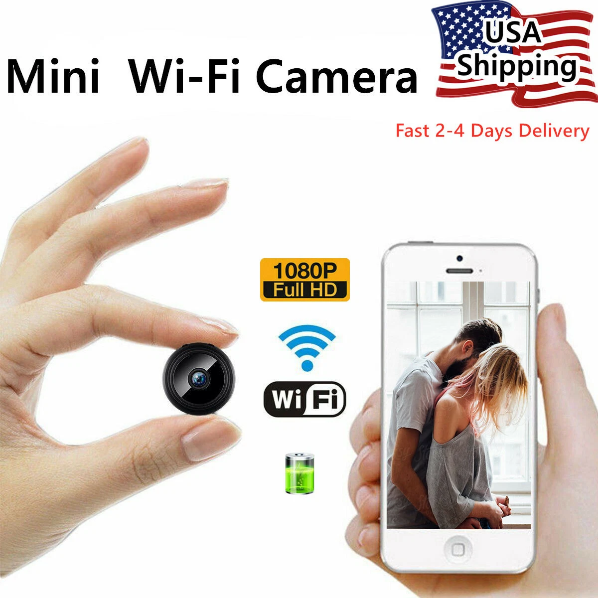 Mini caméra espion sans fil caméra wifi cachée baby monitor 1080p Hd