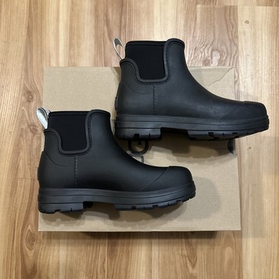UGG Droplet Rain Boots Black Womens Size 5 Rubber Chelsea Boot Outdoors 1130831