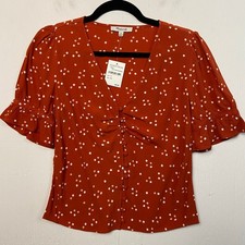 Madewell Women's Polka Dot Daylight Top In Dotty Dot Estruscan Clay Size 00 NWT