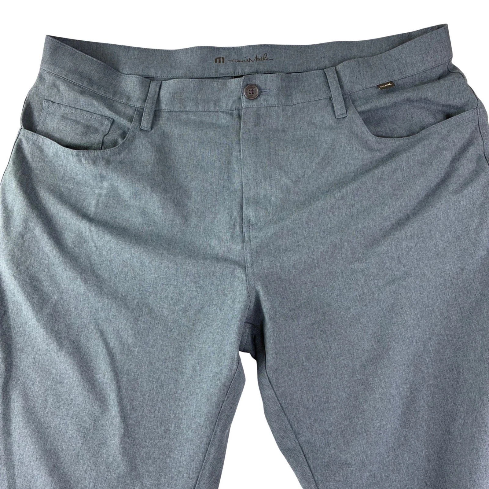 TravisMathew Open to Close Pants Mens 40 Blue Heathered Golf Performance Chinos