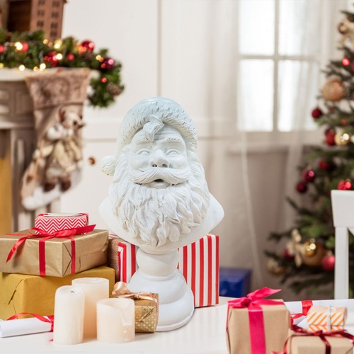 Estatuilla de Papá Noel blanca pura decoración de mesa de Navidad adorno de busto de Papá Noel - Imagen 5 de 6