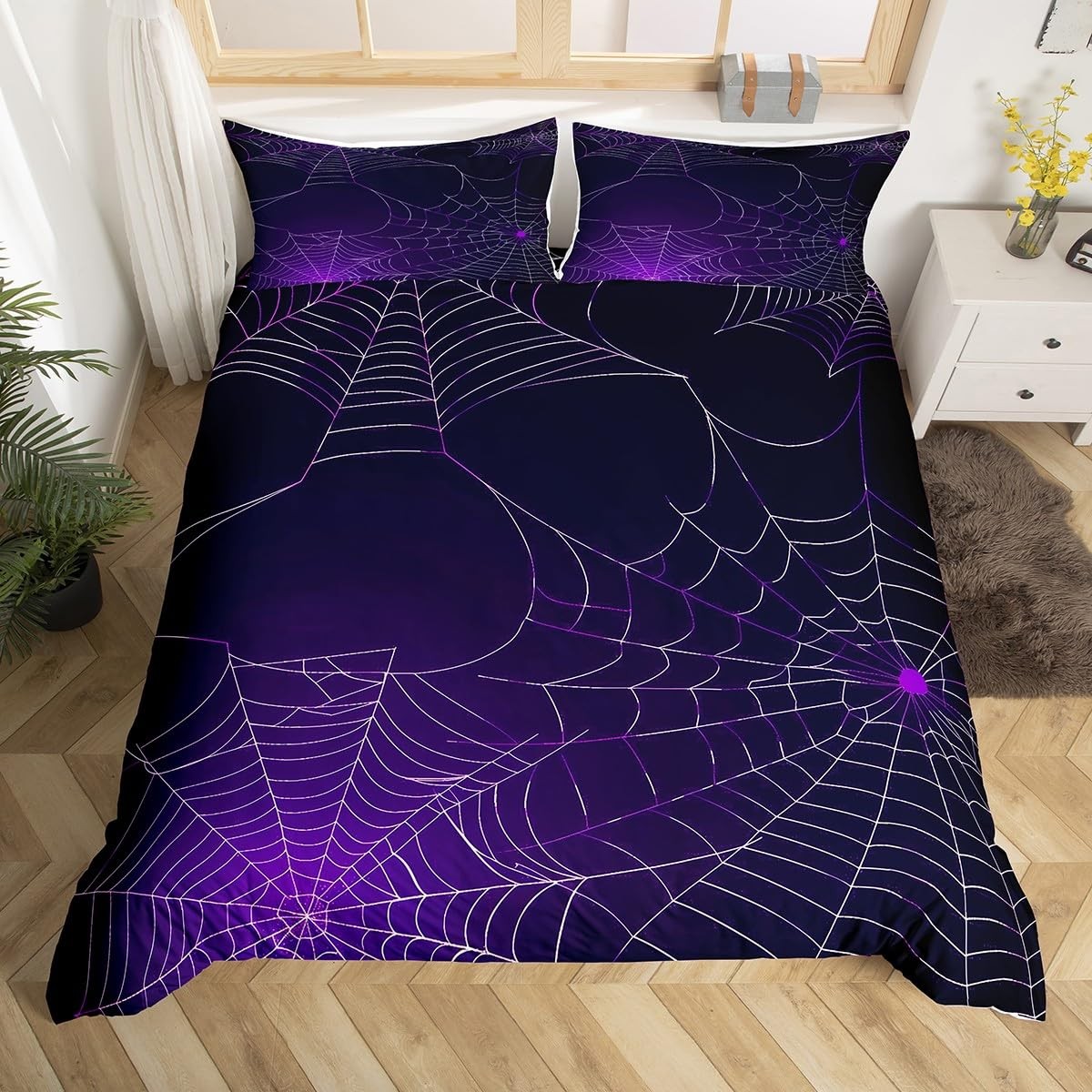Spider Duvet Cover Set Twin Size, Halloween Theme Bedding Set for Boys Girls ...