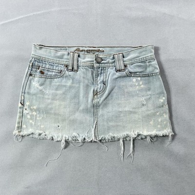 Abercrombie & Fitch Micro Mini Skirt Size 0 Distressed Denim Low Rise Sequins