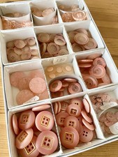 Unique Mixed Lot of Vintage Buttons – Blush Pink, Peach, Salmon & Nude