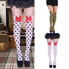 Elegant Bows Decorated Long Socks for Women Cosplay Fishnet Thigh High Stockings