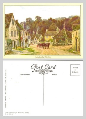 Postkarte - Castle Combe, Wiltshire A.R. Quinton Gemälde UNBESPIELT