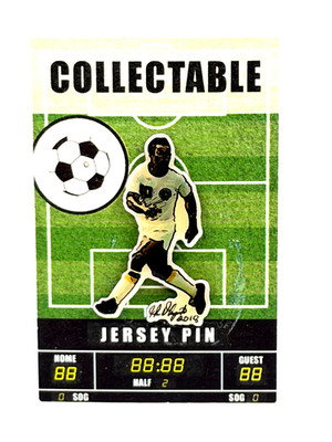 Soccer Pele-Brazilian LEGEND action artwork  lapel pin-Classic Collectible