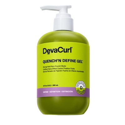 Hair Gel Strong Hold Non Crunch 12 Oz Clear DevaCurl Quench Define Quenchn Lasts