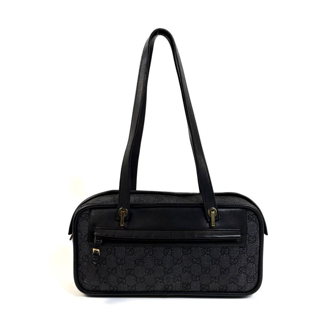 Gucci GG Supreme Canvas Black Leather Handbag Made in Italy
