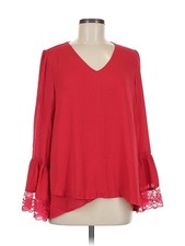 Cotton Bleu Women Red Long Sleeve Blouse M