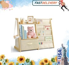 Kids Bookshelf and Toy Organizer 2 in 1,Book Shelf for Kids Rooms with Movable