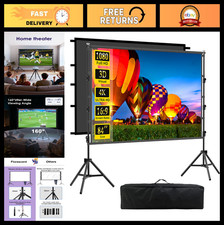 84" Portable Projector Screen with Stand - 4K Outdoor/Indoor Movie Screen, Quick