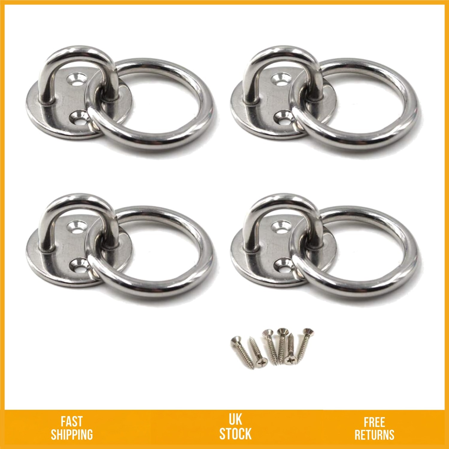 Heavy Duty M5 Ceiling Hook Pad Eye Plate 304 Stainless Steel Mount Set Pack 4