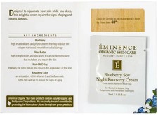 Eminence Organic Skin Care Lot of 6 Samples Blueberry Soy Night Recovery Cream