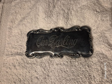 Antique Victorian Casket Plaque Our Darling Metal Sign Rat Rod Hood Ornament