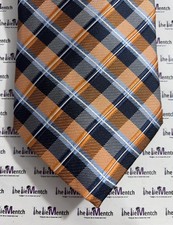 NAUTICA Silk Orange Checkered Design Adjustable Neck Tie 3.5  New Without Tags 