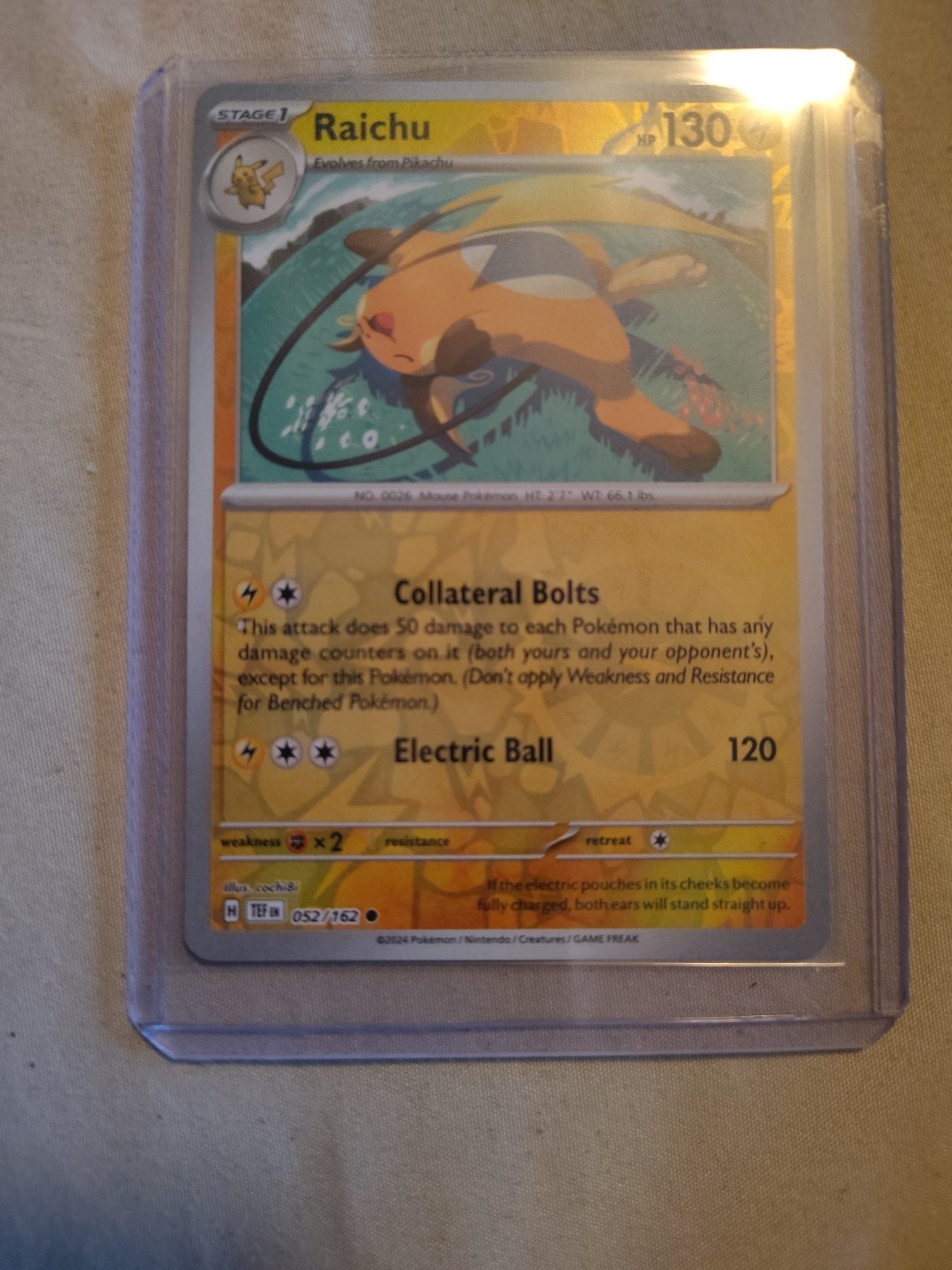 Raichu 52/162 Reverse Holo | Temporal Forces | Pokemon Card