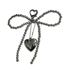 Sweet Bowknot Heart Keychain Pendant Lovely Beaded Hanging Decorations Keyring