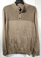 Club Room Sweater 1/4 Button Men's Size Medium Brown Pullover NEW