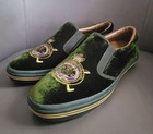 Ralph Lauren Purple Label Equestrian Crest Green Velvet Loafer Niemen Marcus