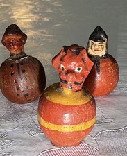 RARE Micro Antique German Papier Mache Roly Poly Toy Devil-Chinese-Alpine Boy