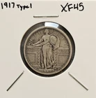 1917 Type 1 Silver Standing Liberty Quarter XF