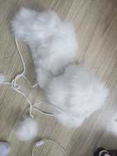 White Childs Faux Fur Muff Hand Warmer With Hat