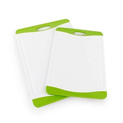  2 Piece Plastic Cutting Board Set, Microban 17''L x 12''W White Green