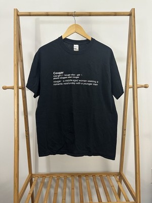 VTG Cougar Definition Dictionary Middle Age Double Sided MILF T-Shirt L