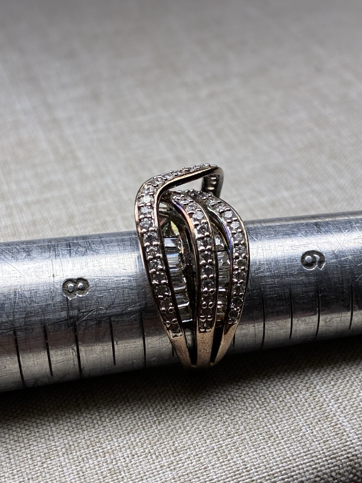 925 Sterling Silver Multi Level Crossover Ring Cl… - image 6