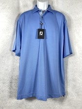 FootJoy FJ Golf Polo Shirt Men  s XL Blue Short Sleeves Stretch Embroidered New