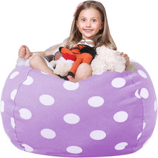 Stuffed Animal Storage Bean Bag Chair Cover for Kids Stuffable Zipper Beanbag