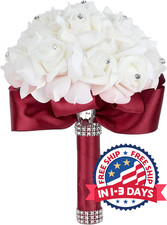 Ramo Grande De Flores De Novia Artificial Con Rosas Dama De Honor Bodas Fiestas