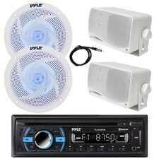 Pyle 1-Din Marine MP3/CD Receiver, 2x 5.25" 180W Max Speakers, 2x 3.5'' Speakers