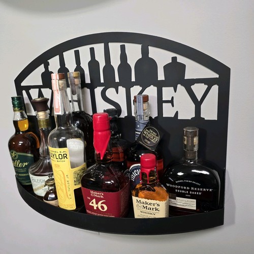 Bourbon Whiskey and Spirits Modern Shelf - custom steel - wall mount or tabletop - Picture 2 of 5