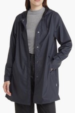 NWT RAINS Long Hooded Waterproof Rain Jacket ...